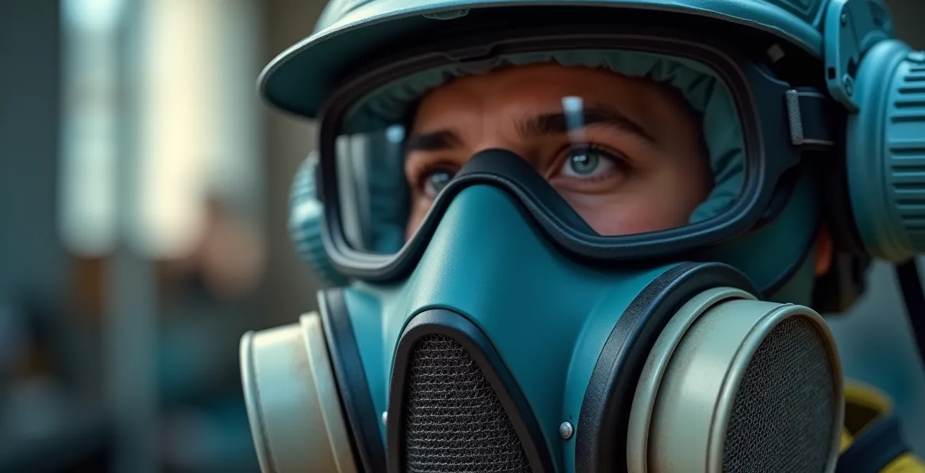 Professional artist studio showing proper ventilation system and safety equipment arrangement